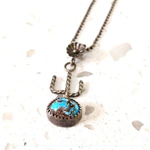 Handmade Turquoise Sterling Cactus Necklace